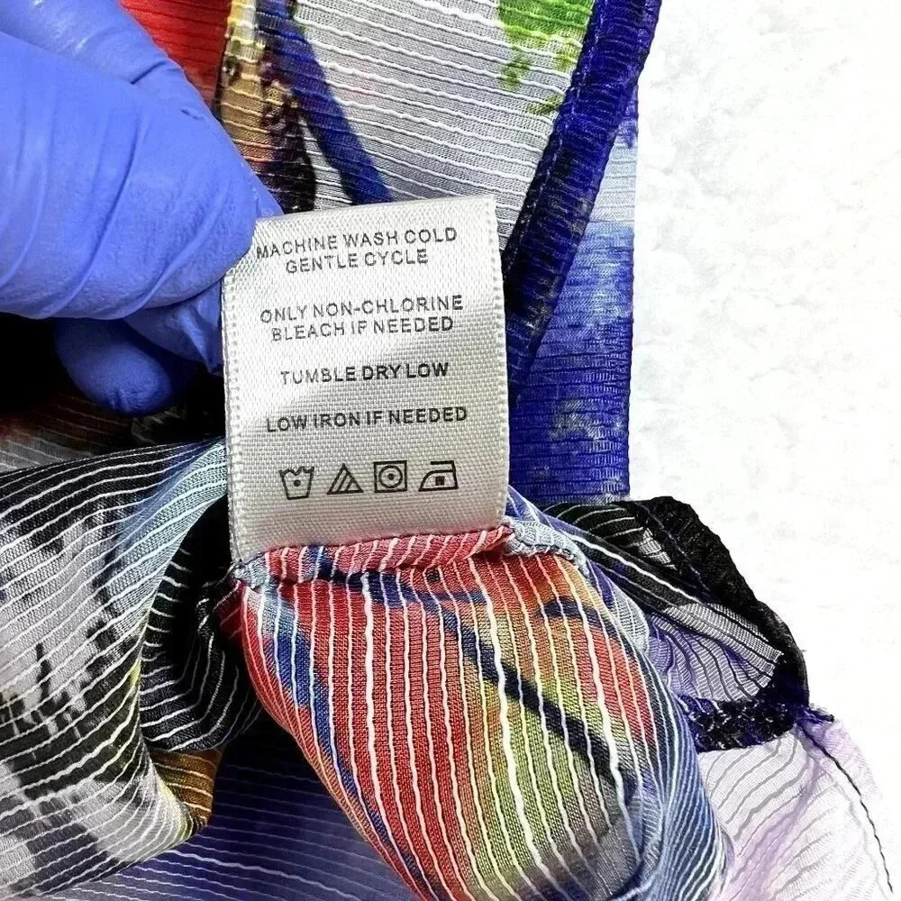 John Mark Mixed Print Blue Button Front Long Shee… - image 8